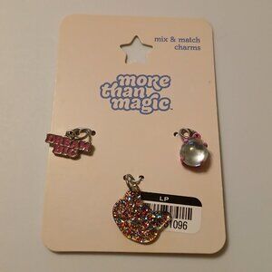 More Than Magic Girls' 3pk Charm Set - Round Gem, Glittery Cat Head, Dream Big